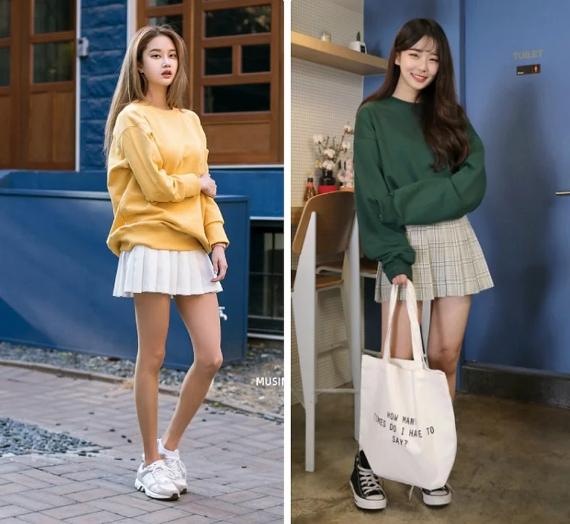 Phối áo thun oversize chân váy ngắn