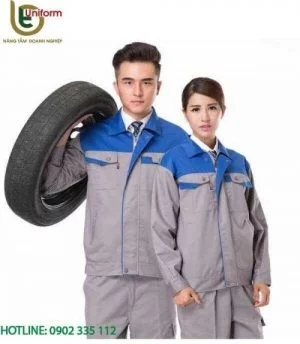 Quần áo bảo hộ xám phối xanh